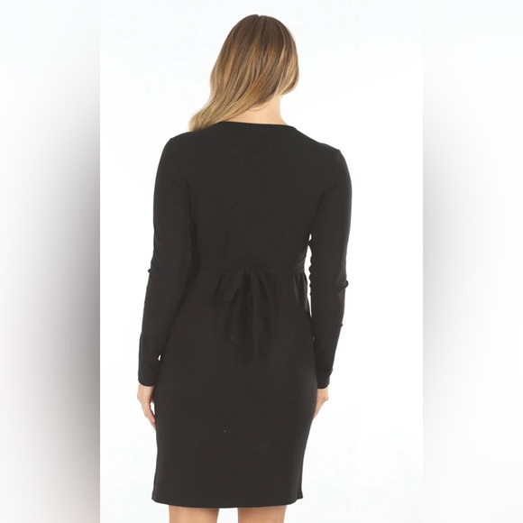 NWOT ANGEL MATERNITY NANCY TIE WAIST WRAP DRESS IN BLACK SIZE SMALL - Picture 4 of 9
